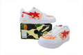 White &amp; Red Embroidered Low-Top Sneakers