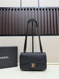 Chanel Classic Flap Bag – Black Grained Leather with Gold Hardware