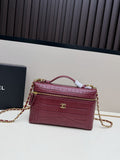 Chanel Crocodile Embossed Leather Vanity Bag with Chain Strap