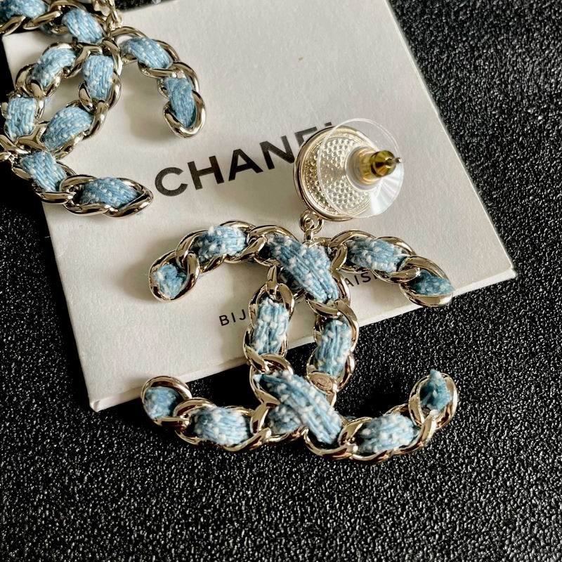 Chanel Silver-Tone Pink & Blue Enamel CC Drop Earrings