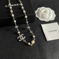 Chanel Pearl-Look & Crystal CC Pendant Necklace