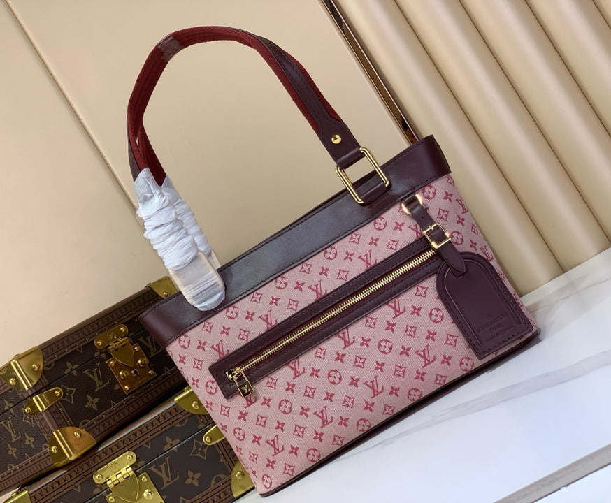 Louis Vuitton Pink Monogram Shoulder Bag with Burgundy Trim