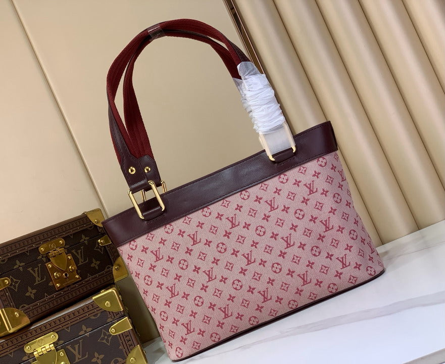 Louis Vuitton Pink Monogram Shoulder Bag with Burgundy Trim