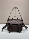 Prada 1BD408 Leather Messenger Bag – Dark Brown