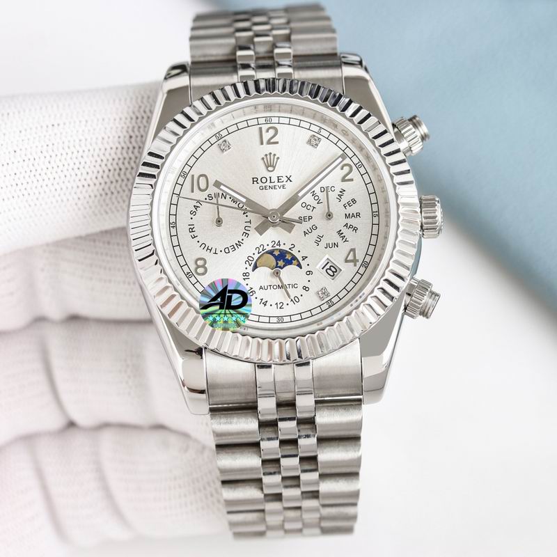 Rolex Silver-Tone Watch with Calendar-Style Dial