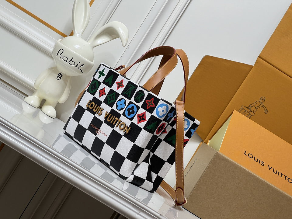 Louis Vuitton Checkerboard Tote with Multicolor Motifs