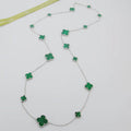 Van Cleef & Arpels Green Clover-Motif Long Necklace